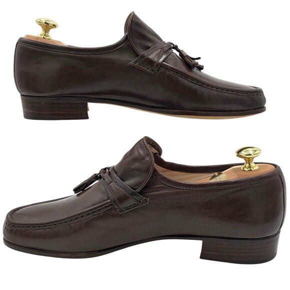 NEW Vintage Bally Ziggi Brown Leather Tassel Loafers Mens 9M Italian Dress Shoes main image 5